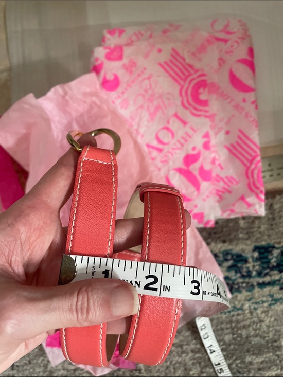 Real leather Gold Hardware - Coral Pink Carlisle belt adjustable main image 15